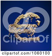 Poster, Art Print Of 3d Crumbling Euro Symbol On Blue - 2