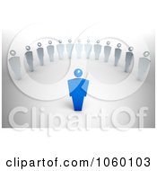 Poster, Art Print Of 3d Blue Person Leading Others