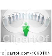 Poster, Art Print Of 3d Green Person Leading Others