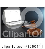 3d Gavel By A Laptop
