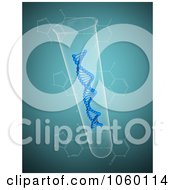 3d Dna Strand In A Test Tube On Blue - 1