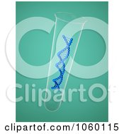 Royalty Free CGI Clip Art Illustration Of A 3d Dna Strand In A Test Tube On Blue 2 by Mopic