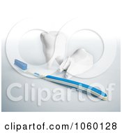 Poster, Art Print Of 3d Teeth And A Tooth Brush