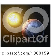 Royalty Free CGI Clip Art Illustration Of A 3d Planet Near The Sun