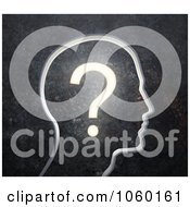 Royalty Free CGI Clip Art Illustration Of A Glowing Question Mark In A Head