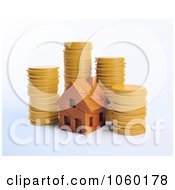 Poster, Art Print Of 3d Wood House And Coins