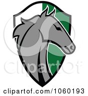 Poster, Art Print Of Horse Head Over A Green And White Shield