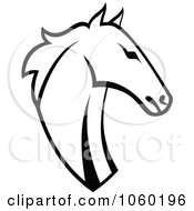 Poster, Art Print Of Black And White Horse Head Logo - 5