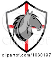 Poster, Art Print Of Horse Head Over A Red And White Shield