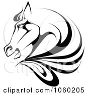 Poster, Art Print Of Black And White Horse Head Logo - 1