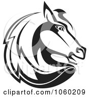 Poster, Art Print Of Black And White Horse Head Logo - 2