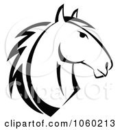 Poster, Art Print Of Black And White Horse Head Logo - 6