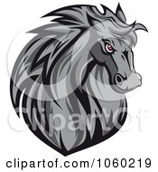 Poster, Art Print Of Gray Horse Head Logo - 2