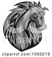 Royalty Free Vector Clip Art Illustration Of A Gray Horse Head Logo 2