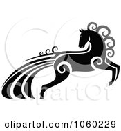 Ornate Black And White Horse With Swirls - 1