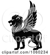 Poster, Art Print Of Black And White Winged Lion Logo - 1