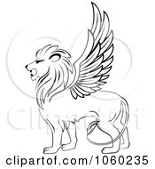 Poster, Art Print Of Black And White Winged Lion Logo - 2