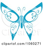 Royalty Free Vector Clip Art Illustration Of A Blue Butterfly Logo 3