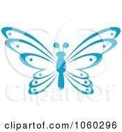 Royalty Free Vector Clip Art Illustration Of A Blue Butterfly Logo 1