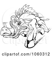 Royalty Free Vector Clip Art Illustration Of A Razorback Boar Logo 3