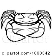 Royalty Free Vector Clip Art Illustration Of A Black And White Crab Logo 1