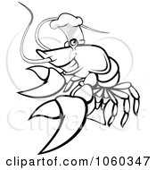 Royalty Free Vector Clip Art Illustration Of A Black And White Lobster Logo 2