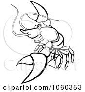 Poster, Art Print Of Black And White Lobster Logo - 1
