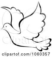 Royalty Free Vector Clip Art Illustration Of A Black And White Dove Logo