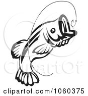 Royalty Free Vector Clip Art Illustration Of A Jumping Fish And Hook Logo 1