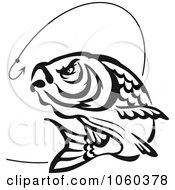 Royalty Free Vector Clip Art Illustration Of A Jumping Fish And Hook Logo 3