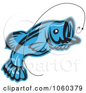 Royalty Free Vector Clip Art Illustration Of A Jumping Fish And Hook Logo 2