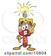 Poster, Art Print Of Paint Brush Mascot Cartoon Character With A Bright Idea