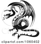Royalty Free Vector Clip Art Illustration Of A Black And White Dragon Logo 4