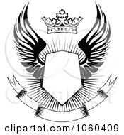 Poster, Art Print Of Winged Shield With A Crown And Blank Banner - 2