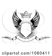 Winged Shield With A Crown And Blank Banner - 1