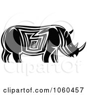 Royalty Free Vector Clip Art Illustration Of A Black And White Rhino Logo 2