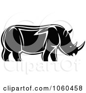 Royalty Free Vector Clip Art Illustration Of A Black And White Rhino Logo 3
