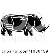 Royalty Free Vector Clip Art Illustration Of A Black And White Rhino Logo 1