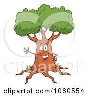 Royalty Free Vector Clip Art Illustration Of A Friendly Tree Waving by Hit Toon
