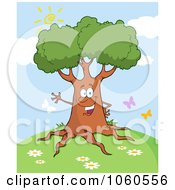 Poster, Art Print Of Friendly Tree Waving On A Hill