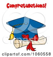 Blue Graduation Cap And Tassel With Congratulations