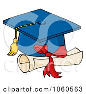 Poster, Art Print Of Blue Graduation Cap And Diploma