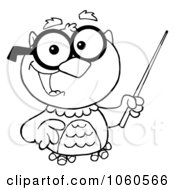 Poster, Art Print Of Outlined Professor Owl Holding A Pointer Stick
