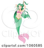 Royalty Free Vector Clip Art Illustration Of A Beautiful Green Haired Mermaid by Pushkin