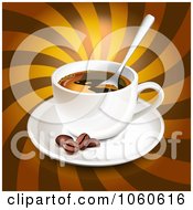 Poster, Art Print Of 3d Coffee With Beans Over Brown Rays