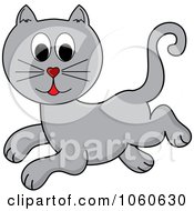 Poster, Art Print Of Leaping Gray Cat