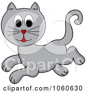 Royalty Free Vector Clip Art Illustration Of A Leaping Gray Cat