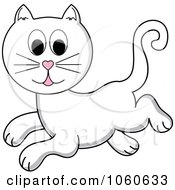 Royalty Free Vector Clip Art Illustration Of A Leaping White Cat by Pams Clipart