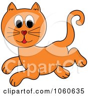 Royalty Free Vector Clip Art Illustration Of A Leaping Orange Cat