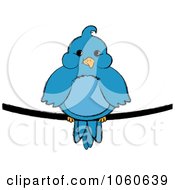 Poster, Art Print Of Chubby Blue Bird On A Wire - 1